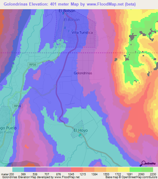 Golondrinas,Argentina Elevation Map