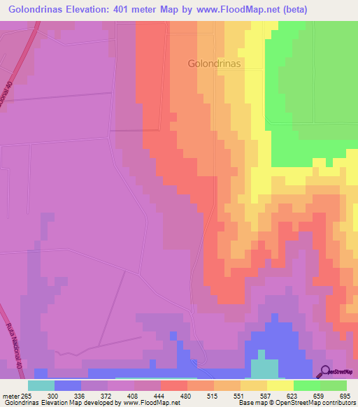 Golondrinas,Argentina Elevation Map