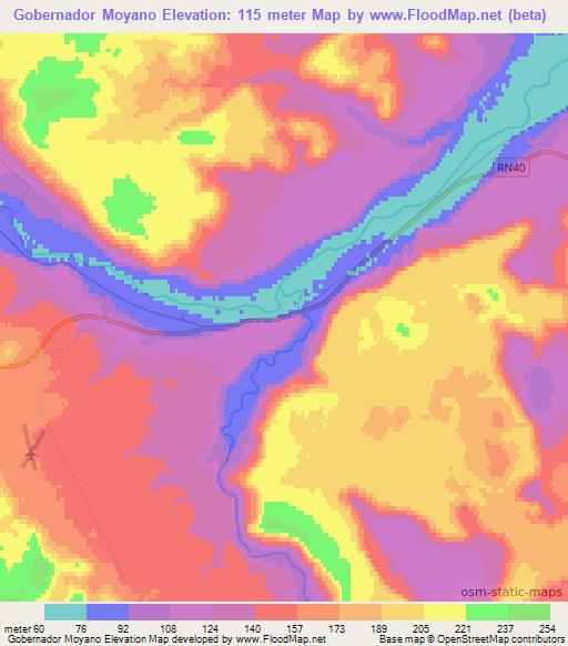 Gobernador Moyano,Argentina Elevation Map