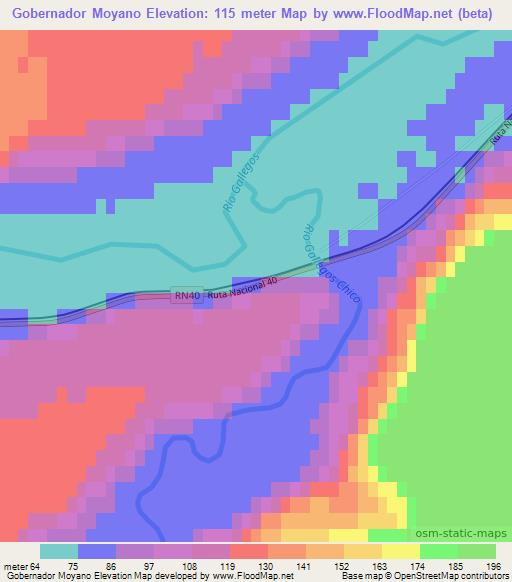 Gobernador Moyano,Argentina Elevation Map
