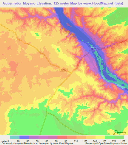Gobernador Moyano,Argentina Elevation Map
