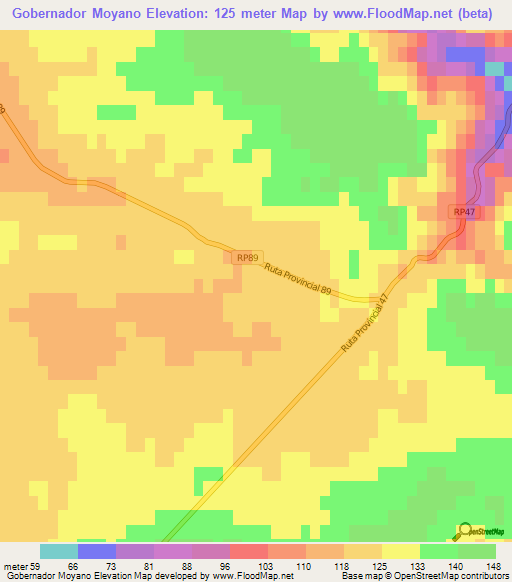 Gobernador Moyano,Argentina Elevation Map