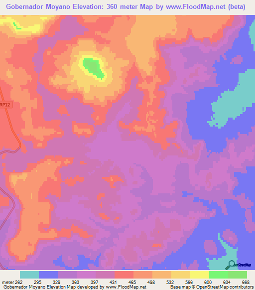 Gobernador Moyano,Argentina Elevation Map