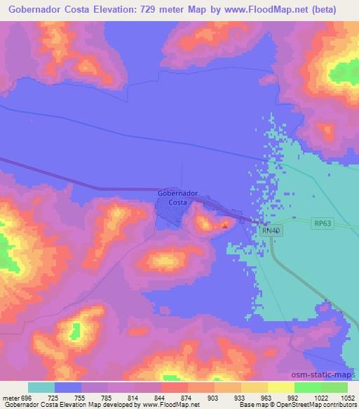 Gobernador Costa,Argentina Elevation Map