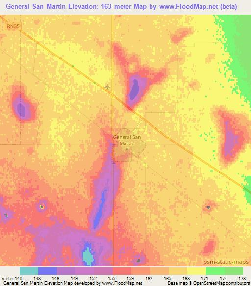 General San Martin,Argentina Elevation Map