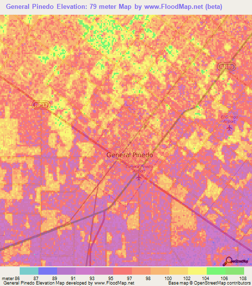 General Pinedo,Argentina Elevation Map