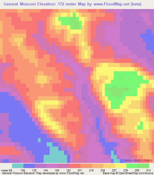 General Mosconi,Argentina Elevation Map