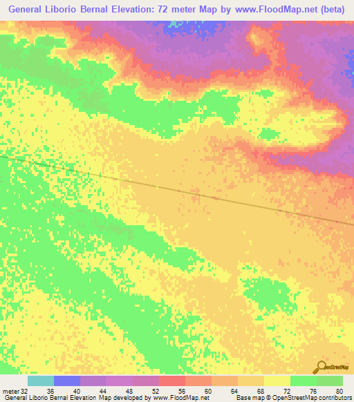 General Liborio Bernal,Argentina Elevation Map