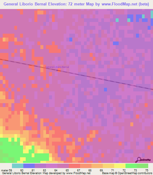 General Liborio Bernal,Argentina Elevation Map