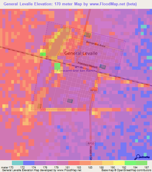 General Levalle,Argentina Elevation Map