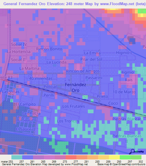 General Fernandez Oro,Argentina Elevation Map