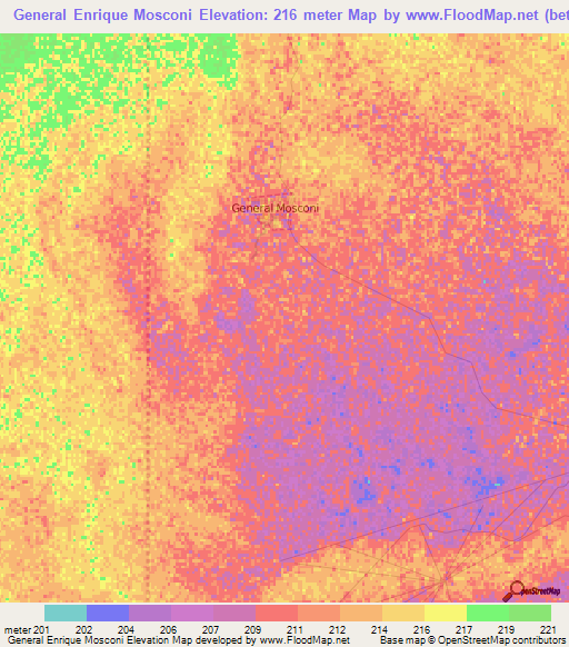General Enrique Mosconi,Argentina Elevation Map
