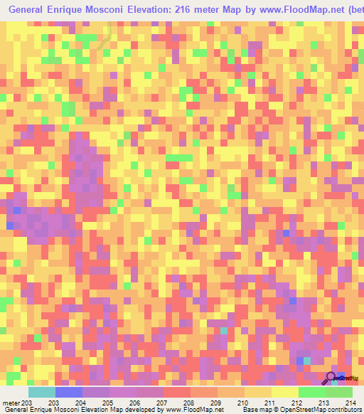General Enrique Mosconi,Argentina Elevation Map