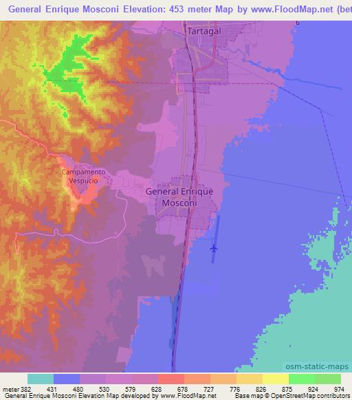 General Enrique Mosconi,Argentina Elevation Map