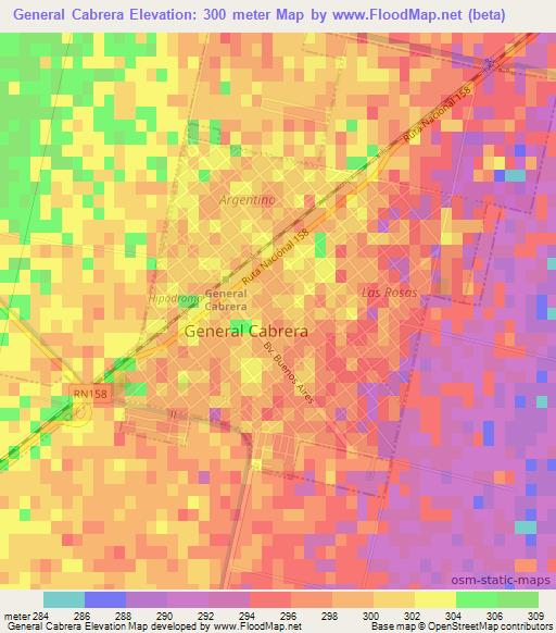 General Cabrera,Argentina Elevation Map