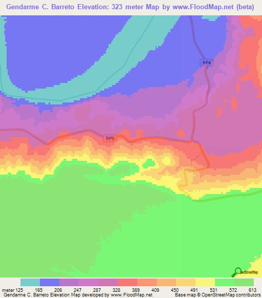 Gendarme C. Barreto,Argentina Elevation Map