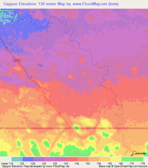 Gaypon,Argentina Elevation Map