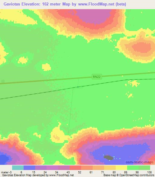 Gaviotas,Argentina Elevation Map