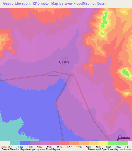 Gastre,Argentina Elevation Map