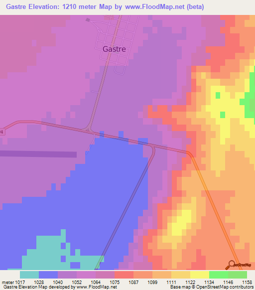 Gastre,Argentina Elevation Map