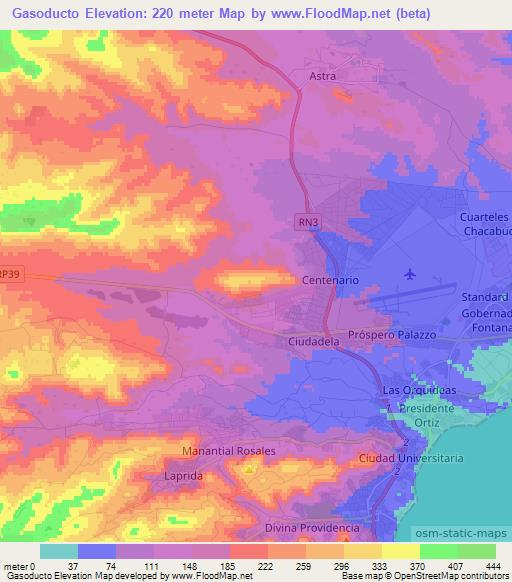 Gasoducto,Argentina Elevation Map