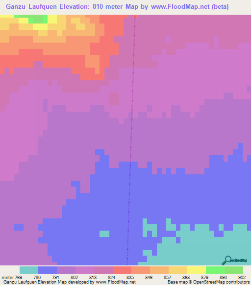 Ganzu Laufquen,Argentina Elevation Map