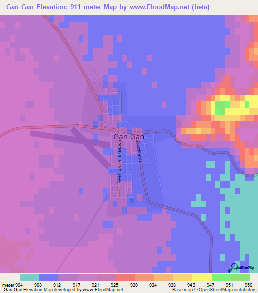 Gan Gan,Argentina Elevation Map