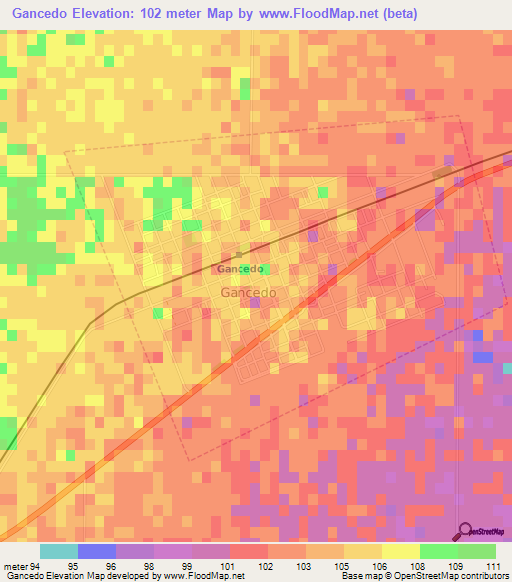 Gancedo,Argentina Elevation Map