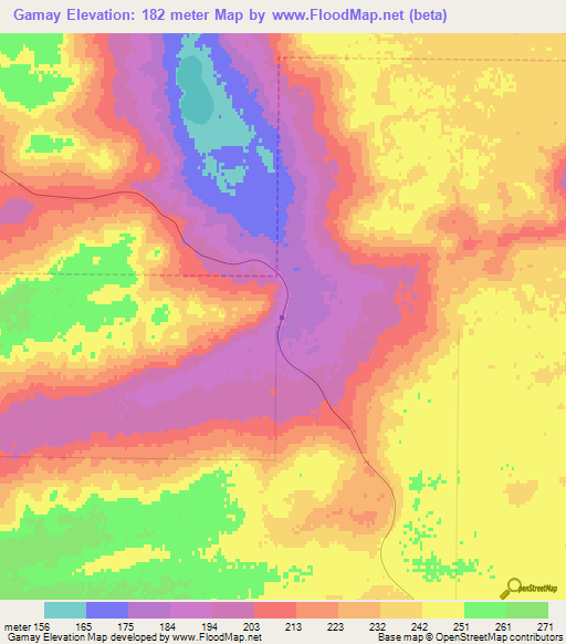 Gamay,Argentina Elevation Map