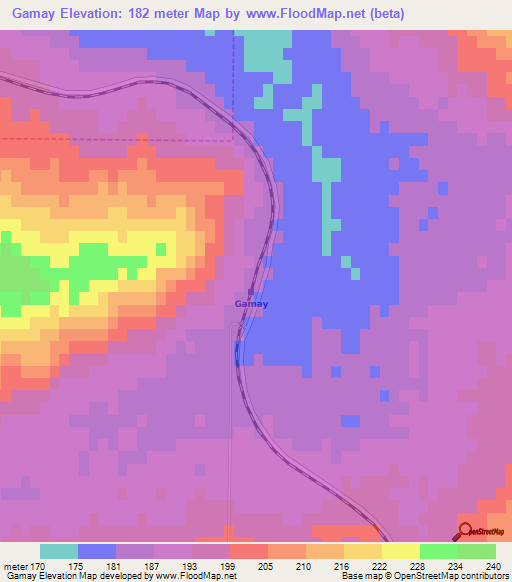 Gamay,Argentina Elevation Map