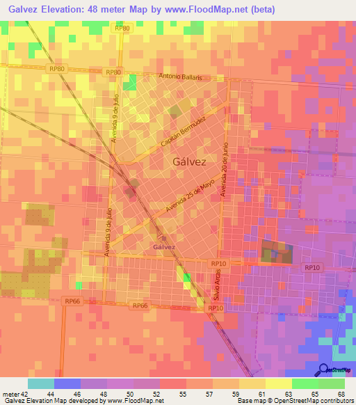 Galvez,Argentina Elevation Map