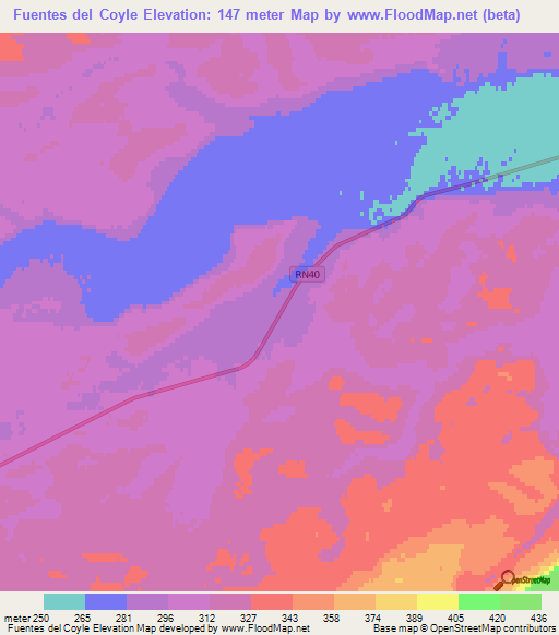 Fuentes del Coyle,Argentina Elevation Map