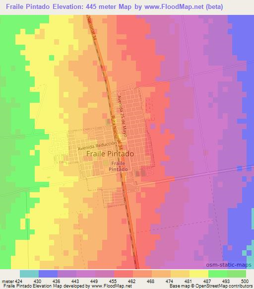 Fraile Pintado,Argentina Elevation Map