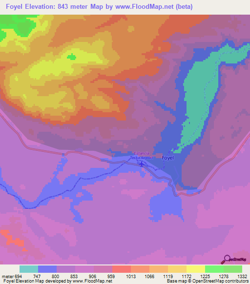 Foyel,Argentina Elevation Map