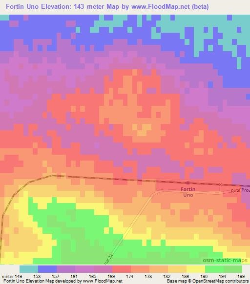Fortin Uno,Argentina Elevation Map