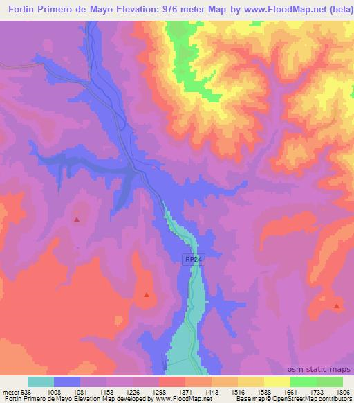 Fortin Primero de Mayo,Argentina Elevation Map