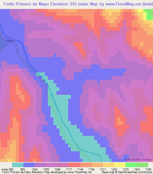 Fortin Primero de Mayo,Argentina Elevation Map