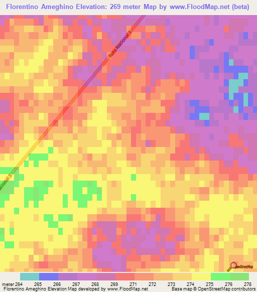 Florentino Ameghino,Argentina Elevation Map