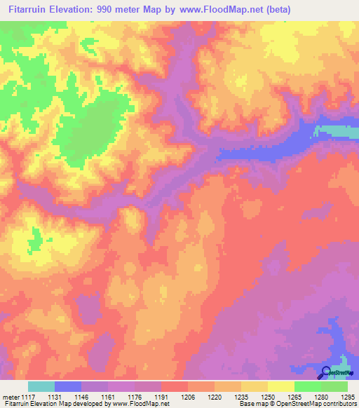 Fitarruin,Argentina Elevation Map