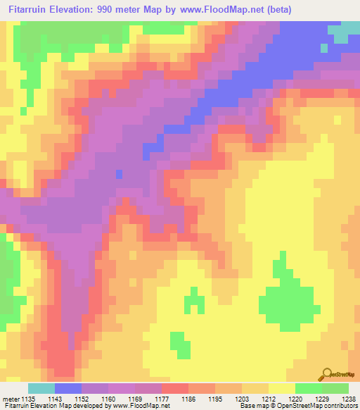 Fitarruin,Argentina Elevation Map