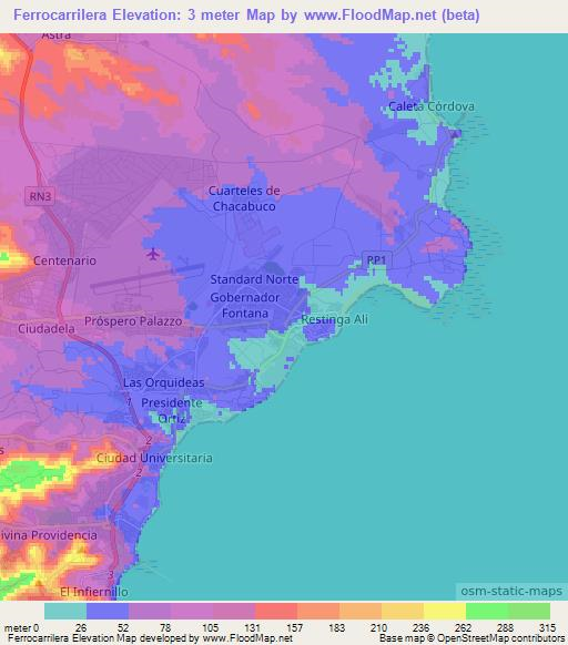 Ferrocarrilera,Argentina Elevation Map