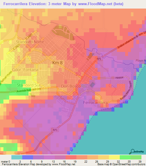 Ferrocarrilera,Argentina Elevation Map