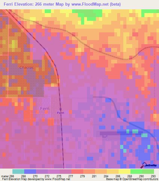 Ferri,Argentina Elevation Map