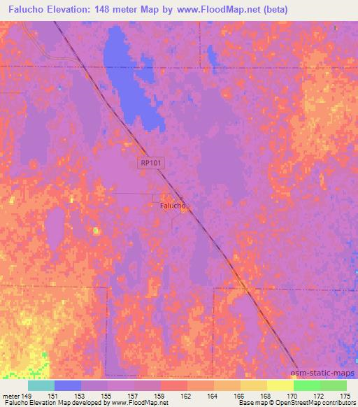 Falucho,Argentina Elevation Map