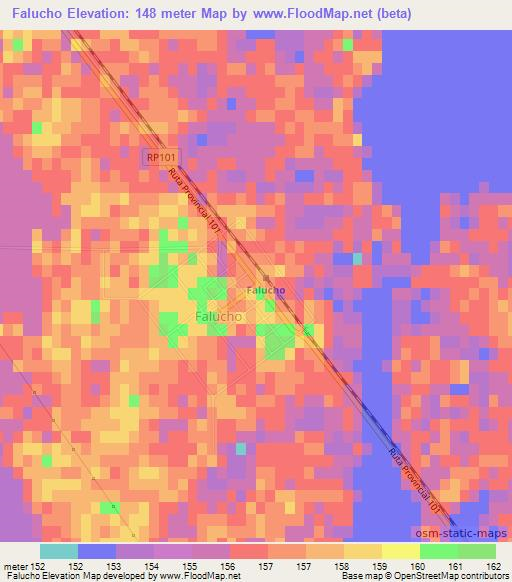 Falucho,Argentina Elevation Map