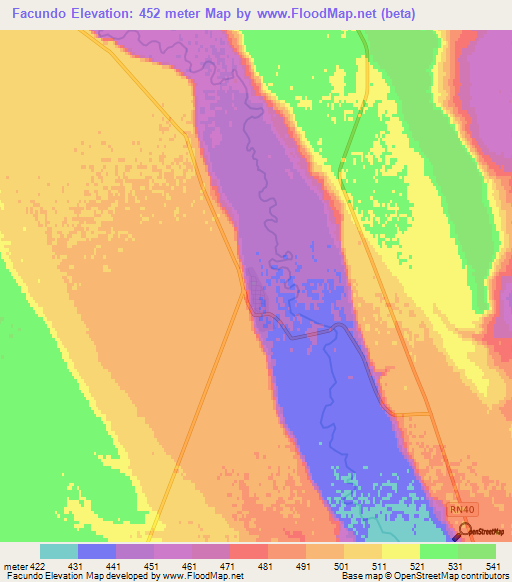 Facundo,Argentina Elevation Map
