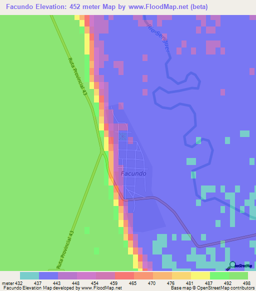 Facundo,Argentina Elevation Map