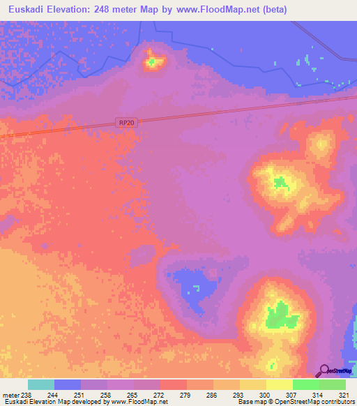 Euskadi,Argentina Elevation Map