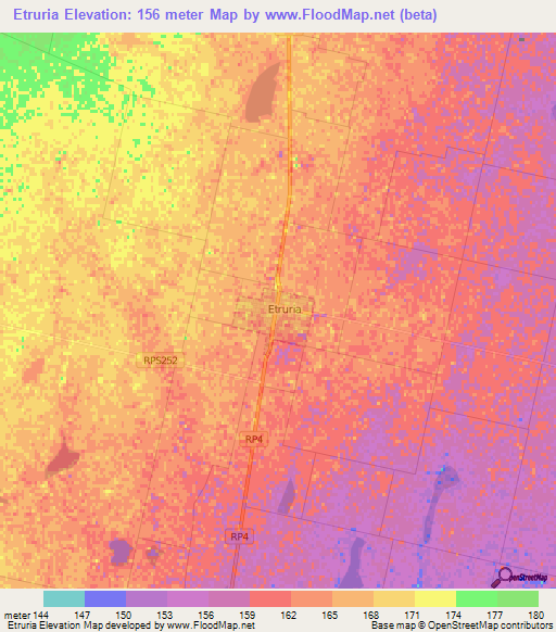 Etruria,Argentina Elevation Map