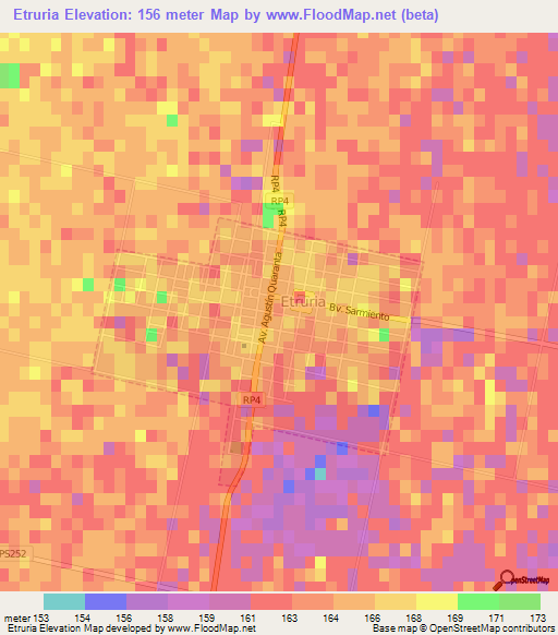 Etruria,Argentina Elevation Map